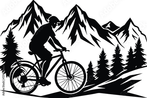 Silhouette of three men riding mountain bike