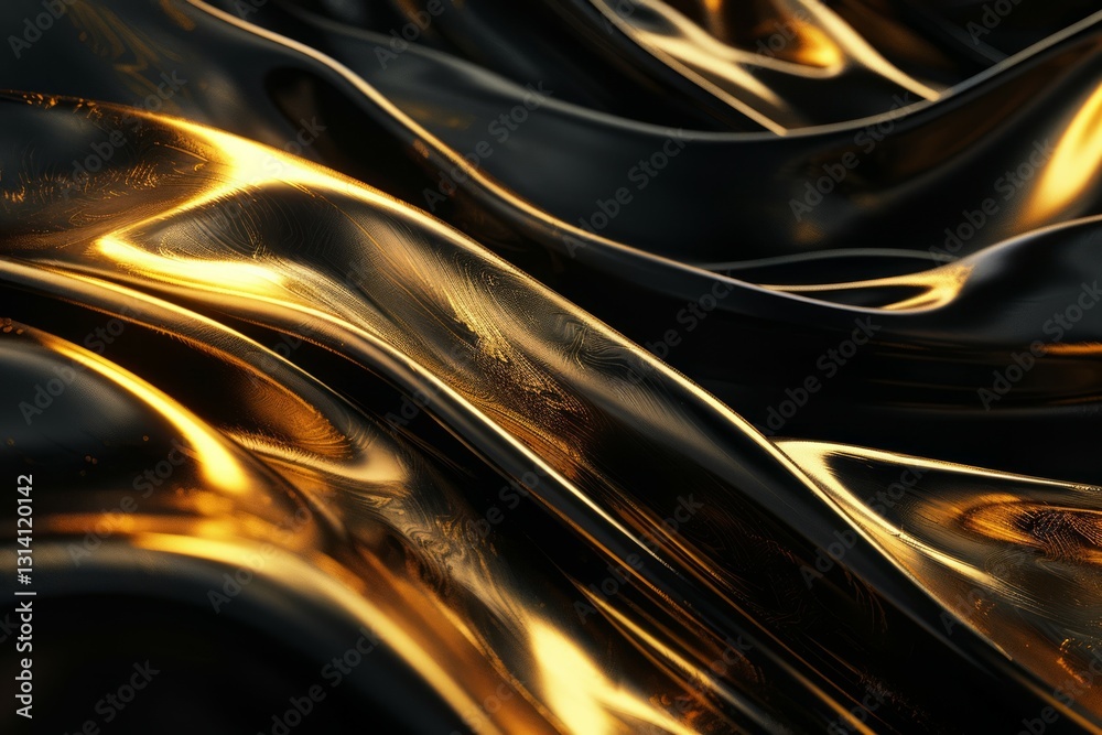 Obraz premium Golden silk waves in motion. AI image