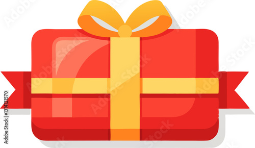 3D gift card. Isolated gift card with ribbon vector illustration