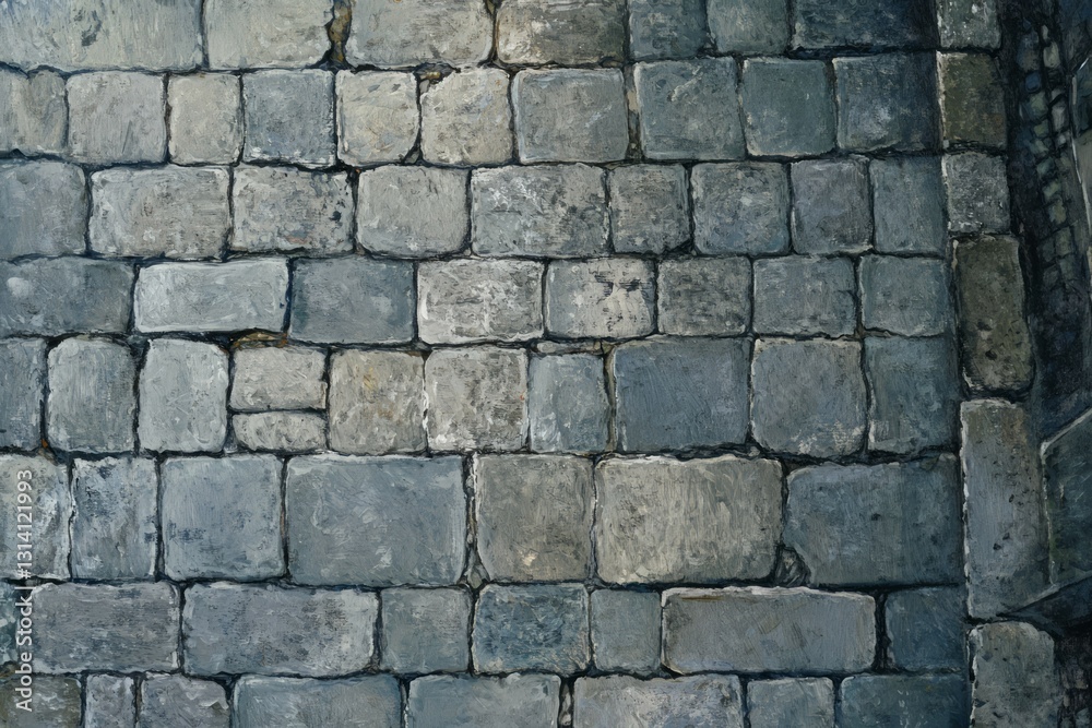 Cobblestone texture with natural wear patterns. AI image Cobblestone texture with natural wear patterns. AI image