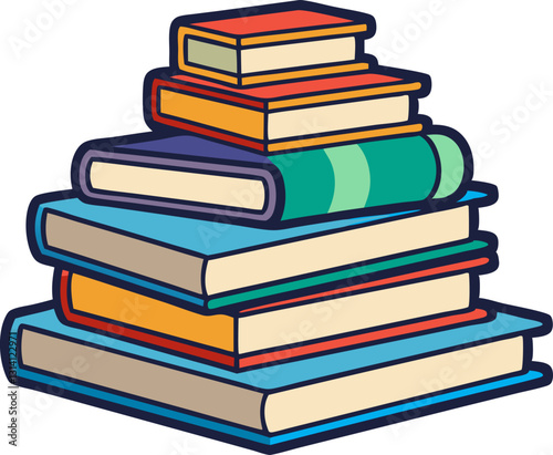 Vector illustration pile of books 