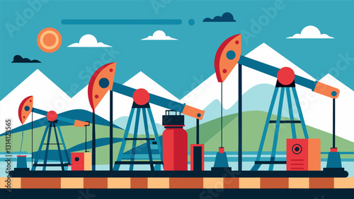 The low rumble and vibration of the massive pumps that move the gasoline through the production line.. Vector illustration