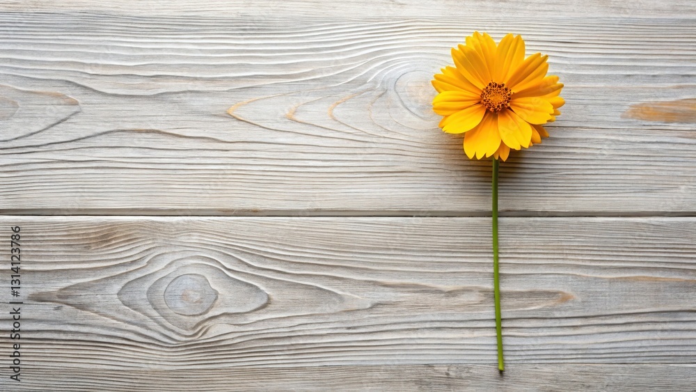 Obraz premium Coreopsis Tickseed Flowers Flat Lay on Rustic Wood - Natural Organic Background