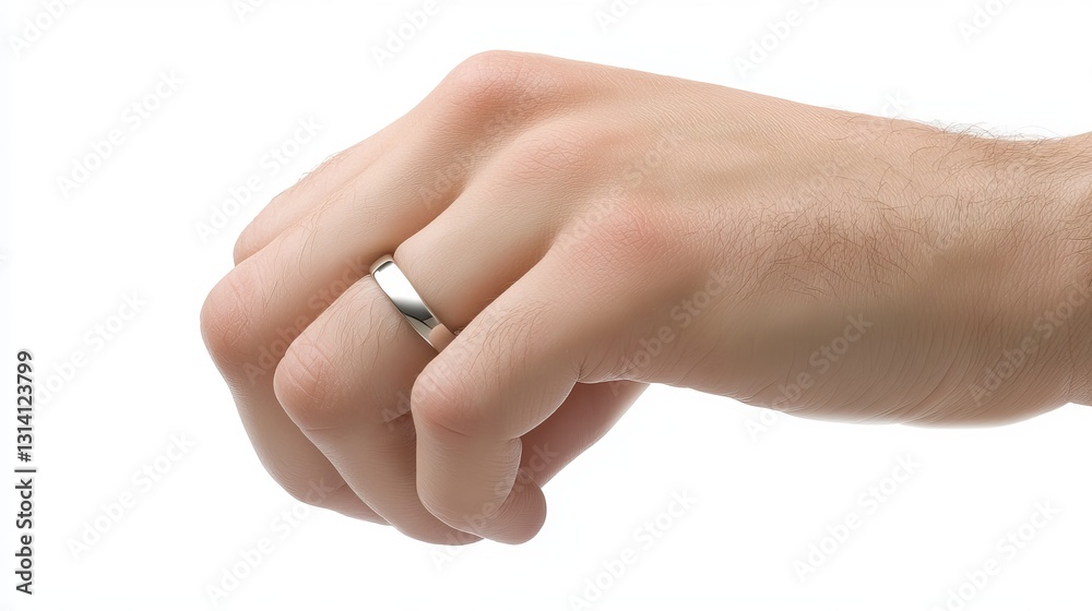 Hand with wedding ring isolated on white Hand with wedding ring isolated on white
