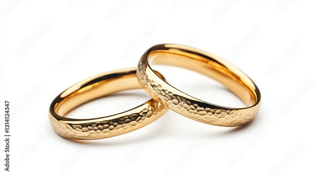 Pair of gold wedding rings with textured bands Pair of gold wedding rings with textured bands
