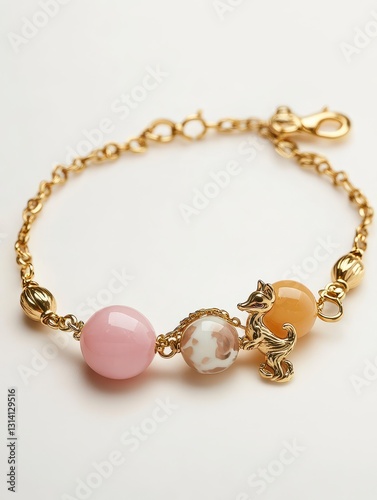 Wallpaper Mural Elegant Gold Bracelet with Colorful Beads and Fox Charm Accessory Torontodigital.ca