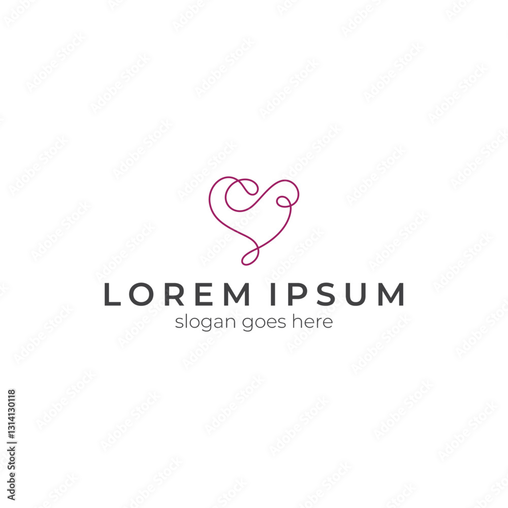 Fotografie Heart or love logo with linear concept