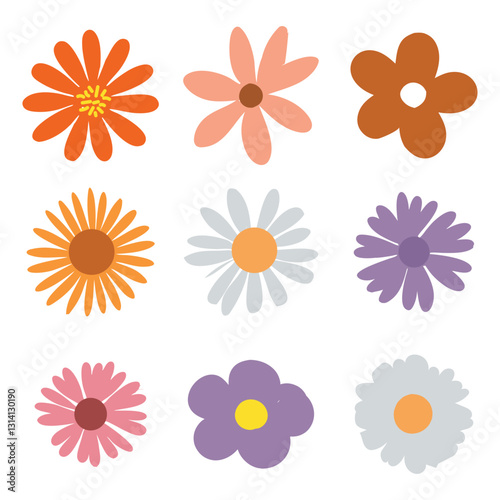Set of flower icons. Abstract origami flowers. Style for banners, wallpaper, posters, websites, online shopping.Vector illustration design and creative idea,eps 10.