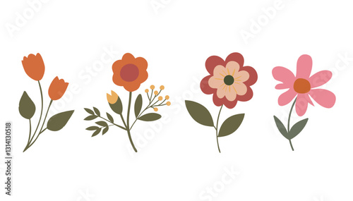 Set of flower icons. Abstract origami flowers. Style for banners, wallpaper, posters, websites, online shopping.Vector illustration design and creative idea,eps 10.