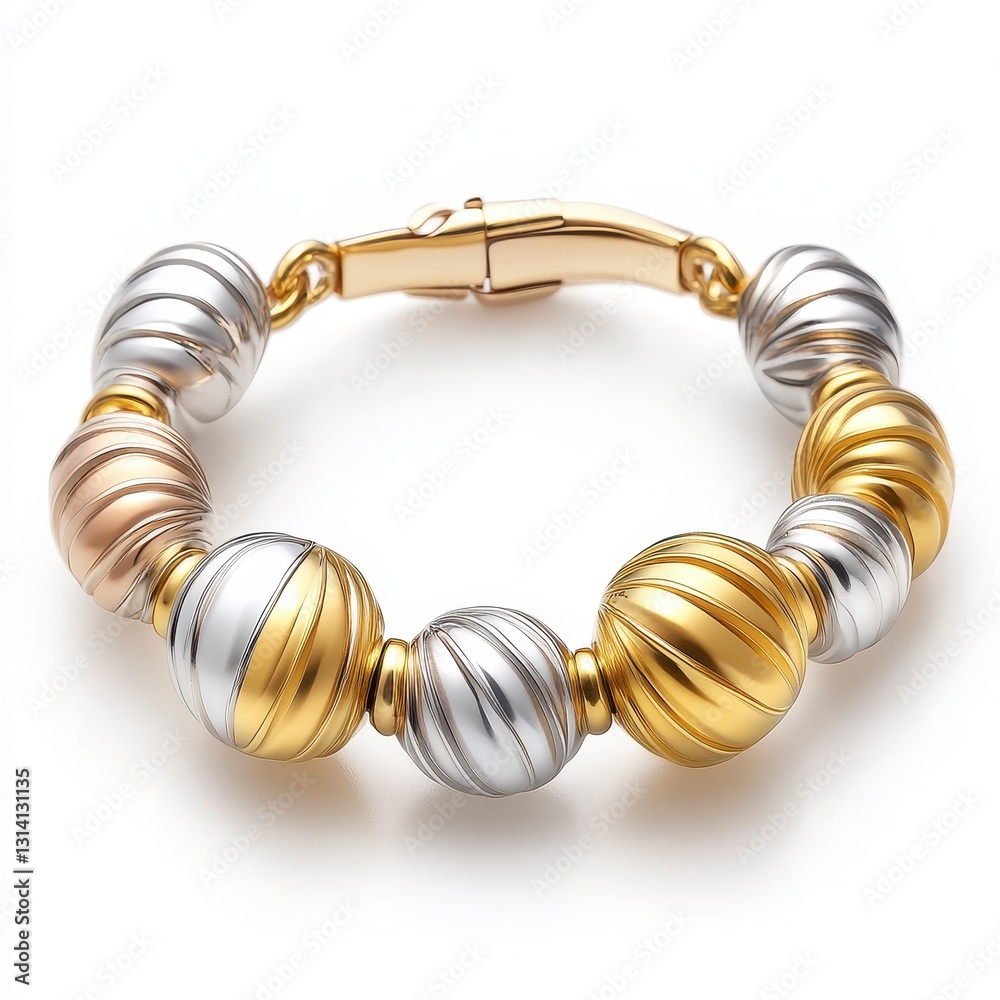 Obraz premium Elegant Metallic Bracelet with Striped Design in Gold and Silver