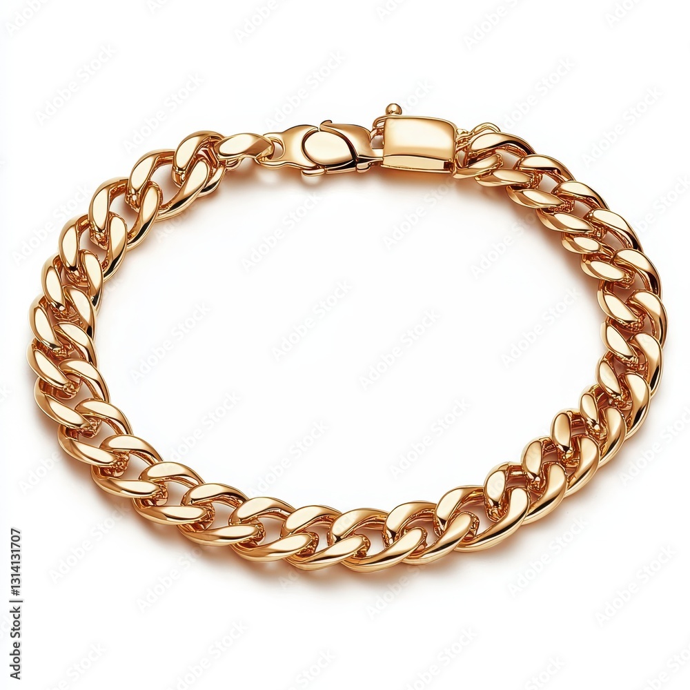 Elegant Gold Chain Bracelet with Glossy Finish and Strong Links Elegant Gold Chain Bracelet with Glossy Finish and Strong Links