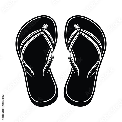 Flip flops silhouette isolated on white background
