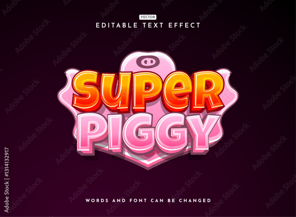 modern cute bold fancy 3d super piggy game logo text effect modern cute bold fancy 3d super piggy game logo text effect