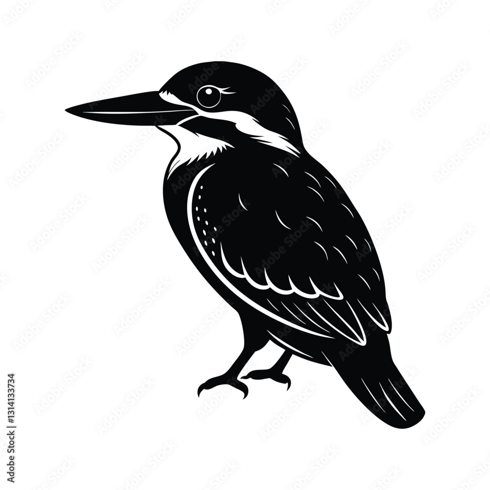 Kingfisher bird silhouette isolated on white background Kingfisher bird silhouette isolated on white background