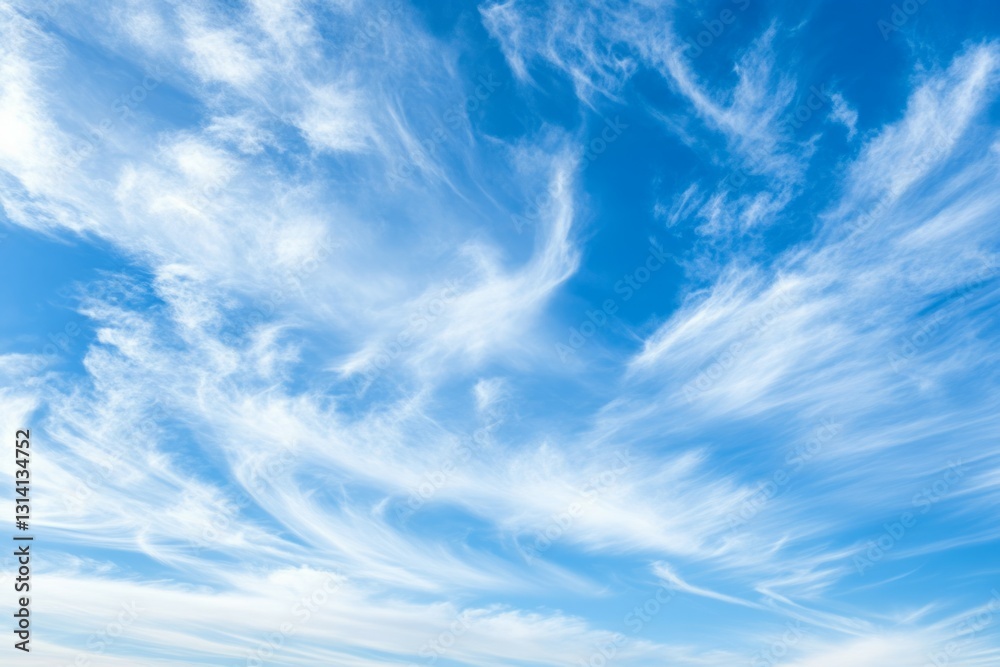 Fluffy white clouds against clear sky. AI image