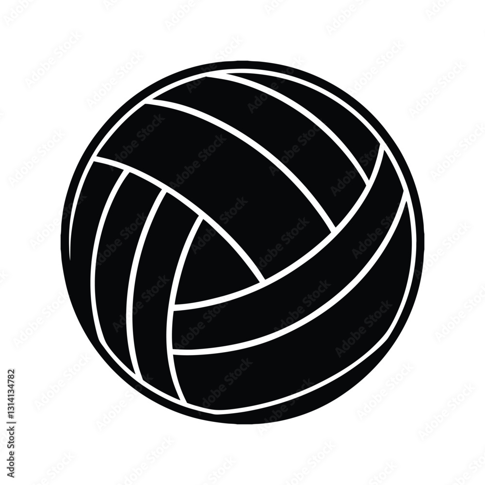 Round volleyball graphic silhouette isolated on white background Round volleyball graphic silhouette isolated on white background