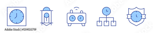 time management, coming soon, wall clock, chess clock. Clock Icon vector illustration. Line Duotone style. Editable stroke