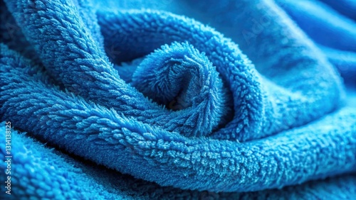 Luxurious blue terry towel macro: soft cotton texture, ideal home textile, bathrobe, sheet mockup background.