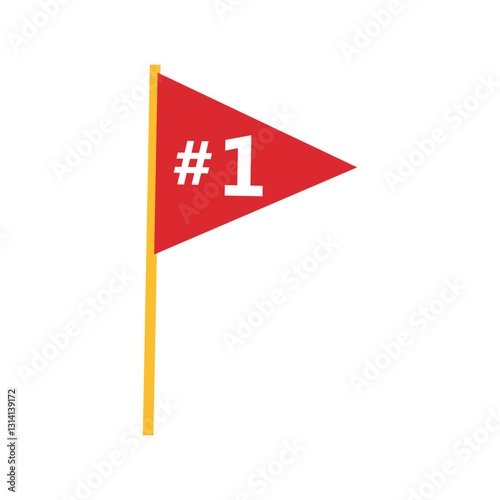 Fan flag with number one. Raised red fan flag with number 1, support for the team in the sports championship.