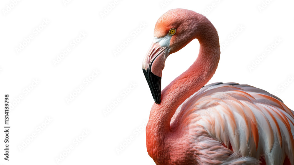 Fototapeta premium pink flamingo isolated on white background