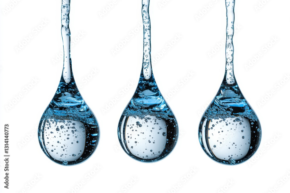Three spoons, water, and bubbles. Three spoons, water, and bubbles.