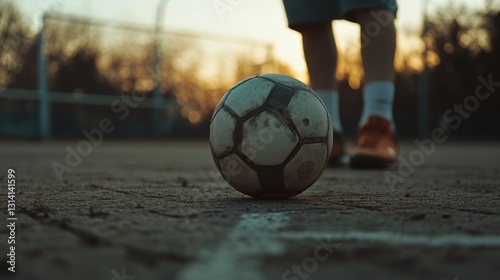 Soccer ball on dusty field