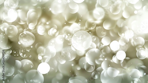 An abstract background of blurred, white and gold circles.