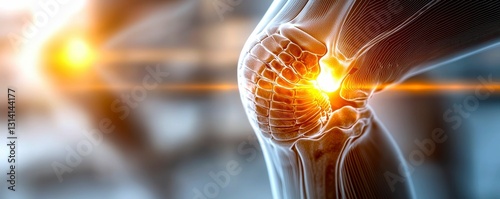 Human Knee Joint Anatomy and Pain Concept Visualization Bone Structure Skeleton Medical Illustration