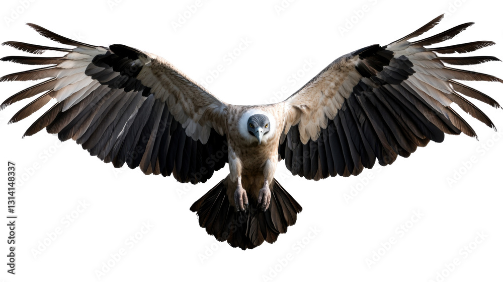Obraz premium Vulture flying in the air with beautiful wings spread on transparent background.