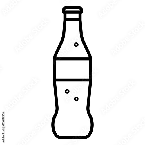 Minimalist outline icon of a soda bottle with bubbles inside. Perfect for café menus, diner branding, restaurant designs, beverage promotions, mobile apps, and drink-related graphics.