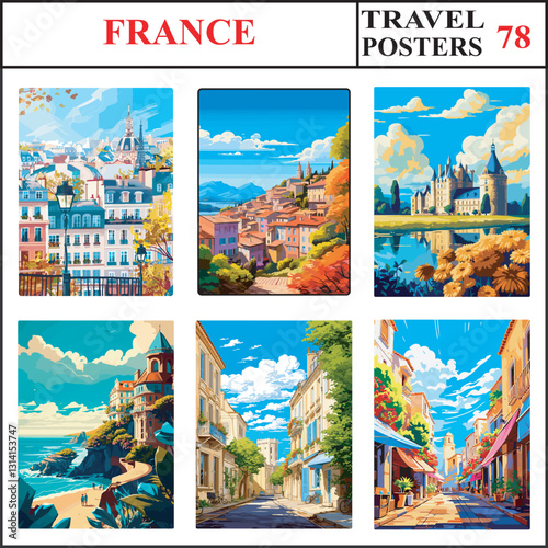 France Paris Grasse Loire Valley Travel Poster Wall Art Print Collection Set Part 78