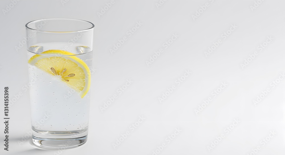 Lemon Infused Water in Tall Glass, Sliced Lemon, Clean Drinking Water, HD PNG Style Lemon Infused Water in Tall Glass, Sliced Lemon, Clean Drinking Water, HD PNG Style