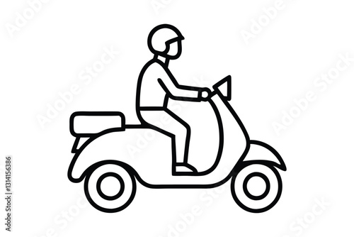 Man Riding Scooter Delivery Icon Vector Fast and Reliable Courier Service Graphics