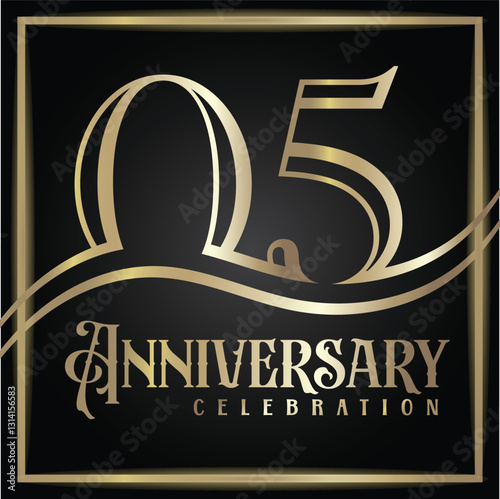 05 years anniversary, birthday logo label. Year. Vector illustration design. Isolated against a black background