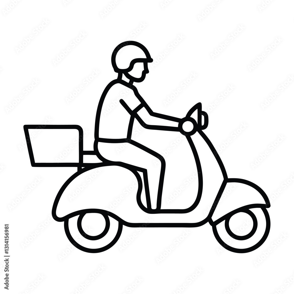 Man Riding Scooter Delivery Icon Vector Fast and Reliable Courier Service Graphics Man Riding Scooter Delivery Icon Vector Fast and Reliable Courier Service Graphics