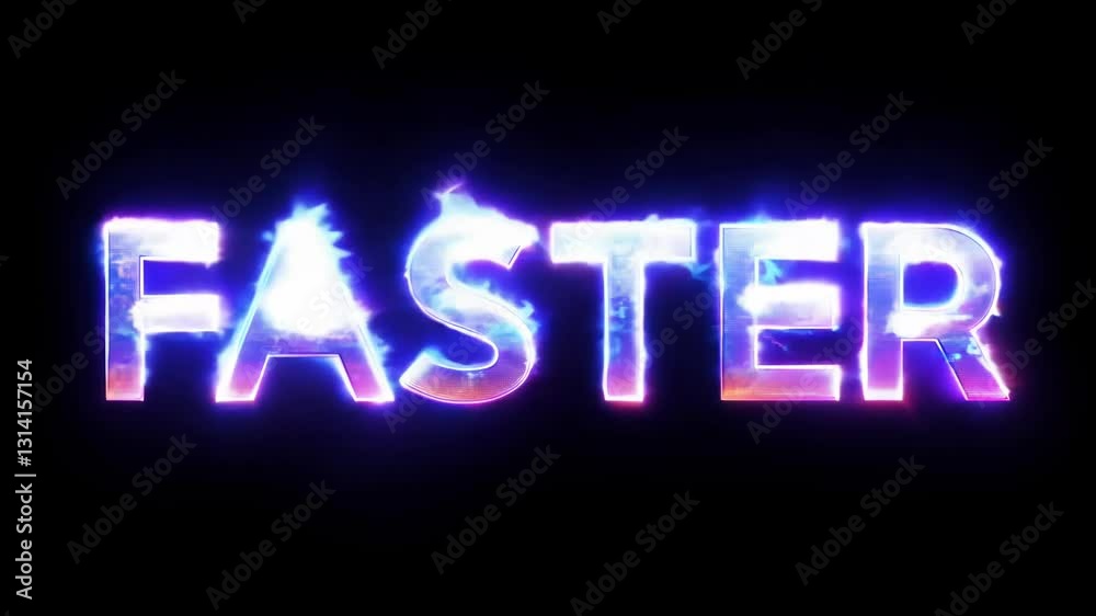FASTER Neon Glow Speed Effect for Gaming Logos, Racing Advertisements, and Esports Branding on Black Background FASTER Neon Glow Speed Effect for Gaming Logos, Racing Advertisements, and Esports Branding on Black Background