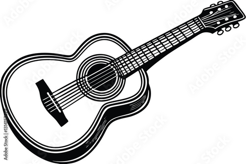 Acoustic guitar silhouette Vector