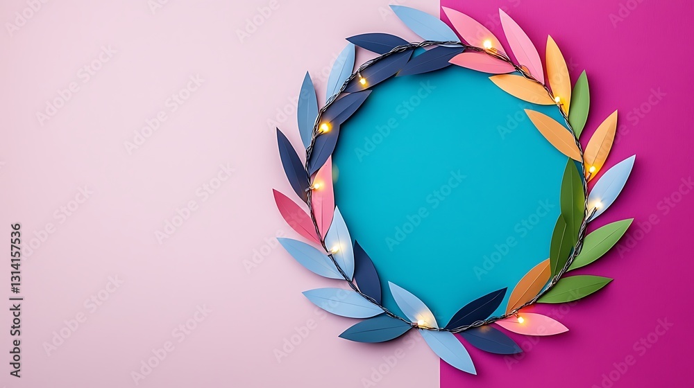 Obraz premium Colorful Paper Wreath for Home Decor