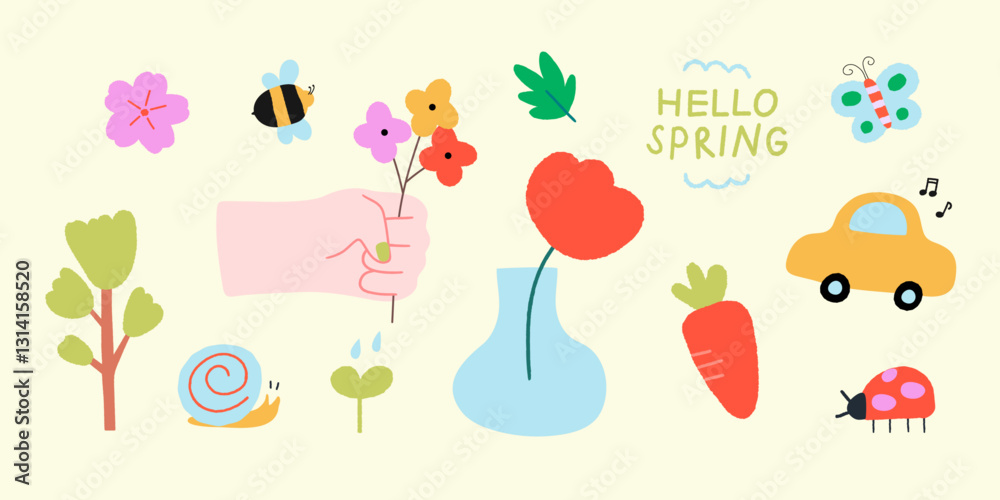 Spring Flowers Trees and animals