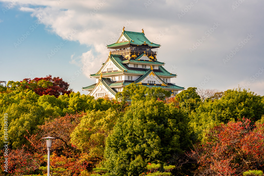 Osaka Castle at sunset, Japan