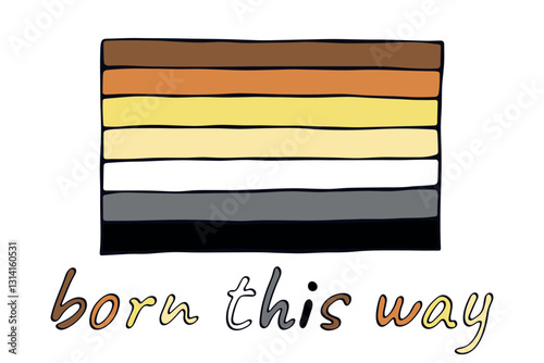 Colorful Bear brotherhood pride flag Happy pride day LGBTQ community Pride Month Vector hand drawn doodle for posters, stickers, logo, cards