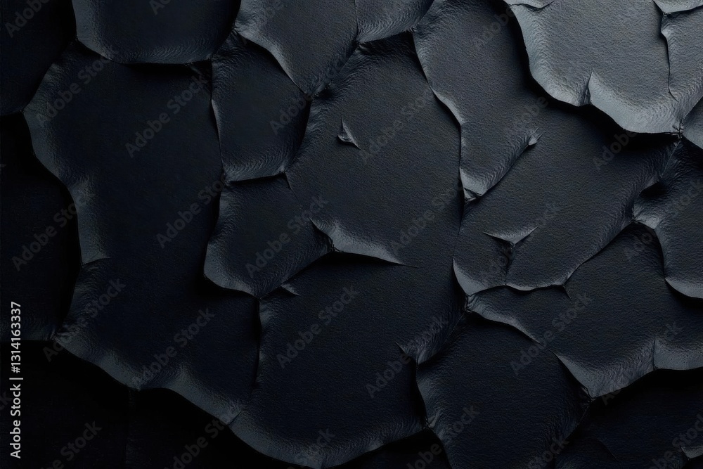 Obraz premium Deep black creases, matte paper texture, cool overlay , dark tones, lines