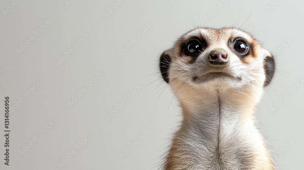 funny meerkat on light background, closeup funny meerkat on light background, closeup