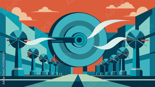 The constant thrumming of the turbines echoed through the metal corridors of the industrial plant a steady reminder of the immense power at play.. Vector illustration