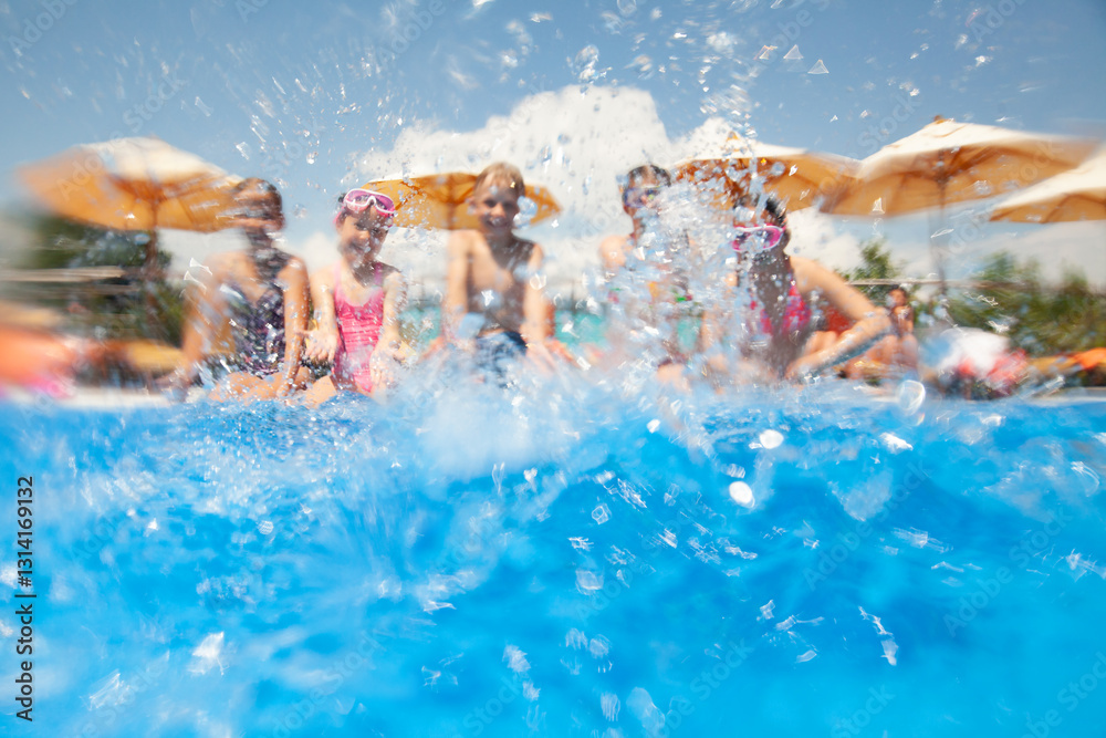 Children play in pool at the resort