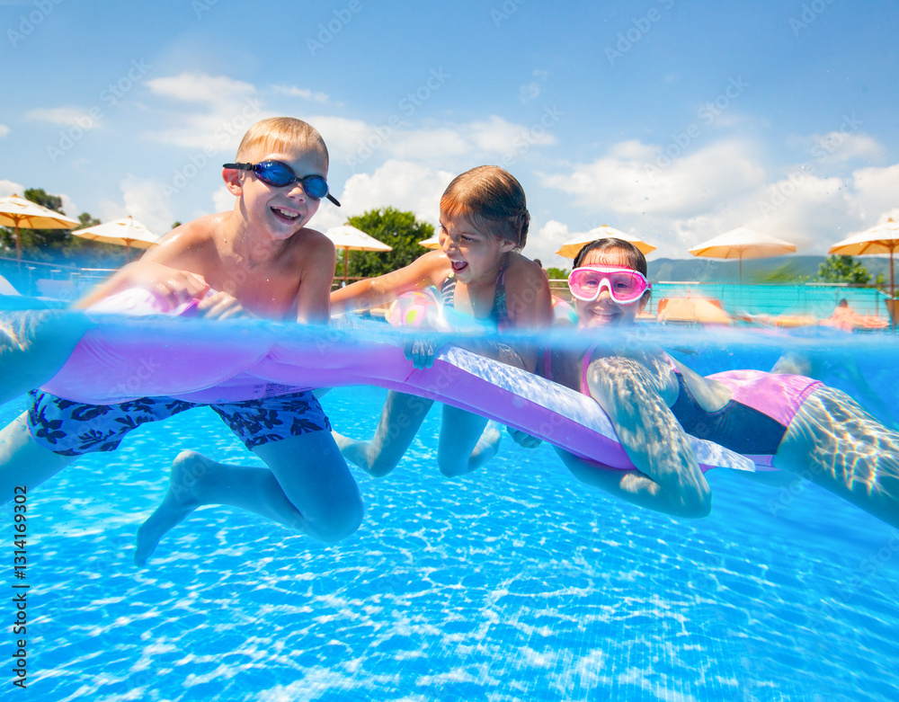 Children play in pool at the resort