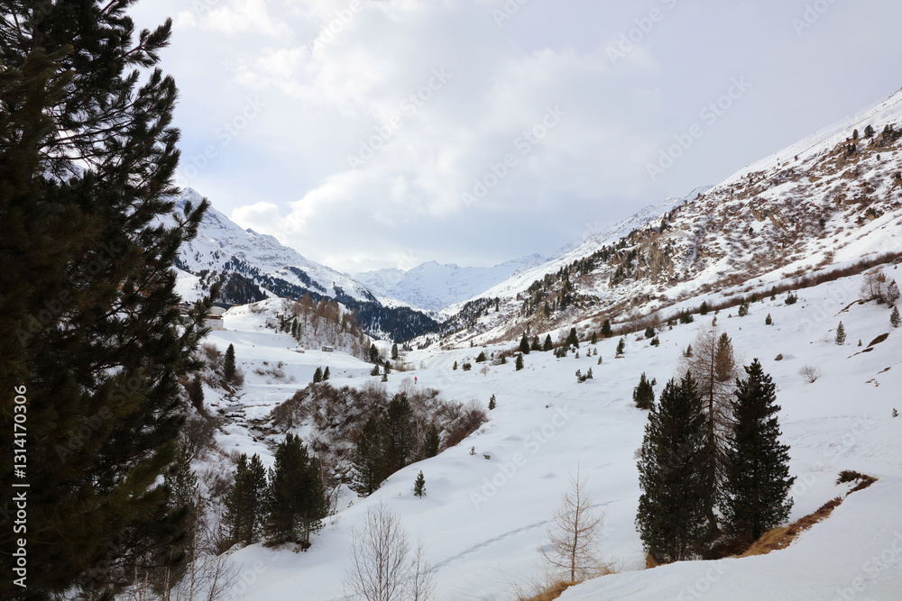 Naklejka premium Österreich - Gurglertal - Winter / Austria - Gurgler Valley - Winter /