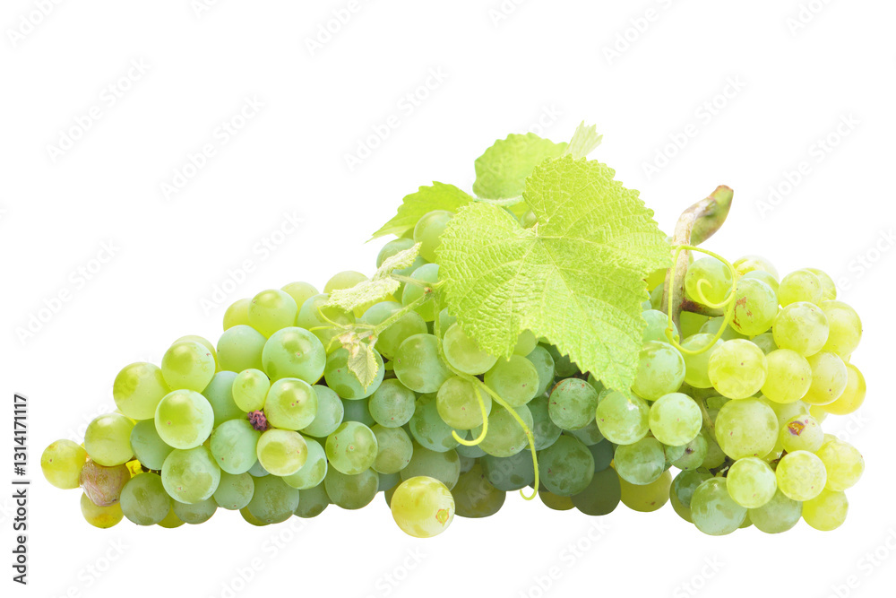 Green grapes isolated on white
