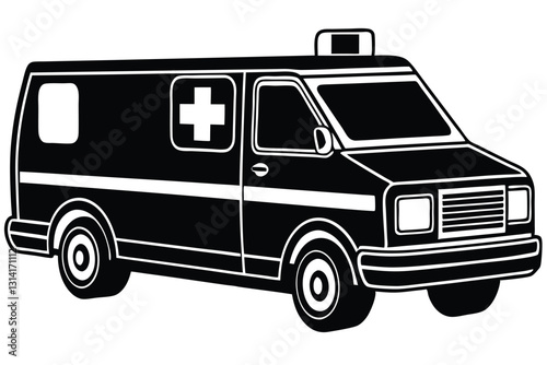Ambulance Silhouette Simple and Sleek black colour vactor