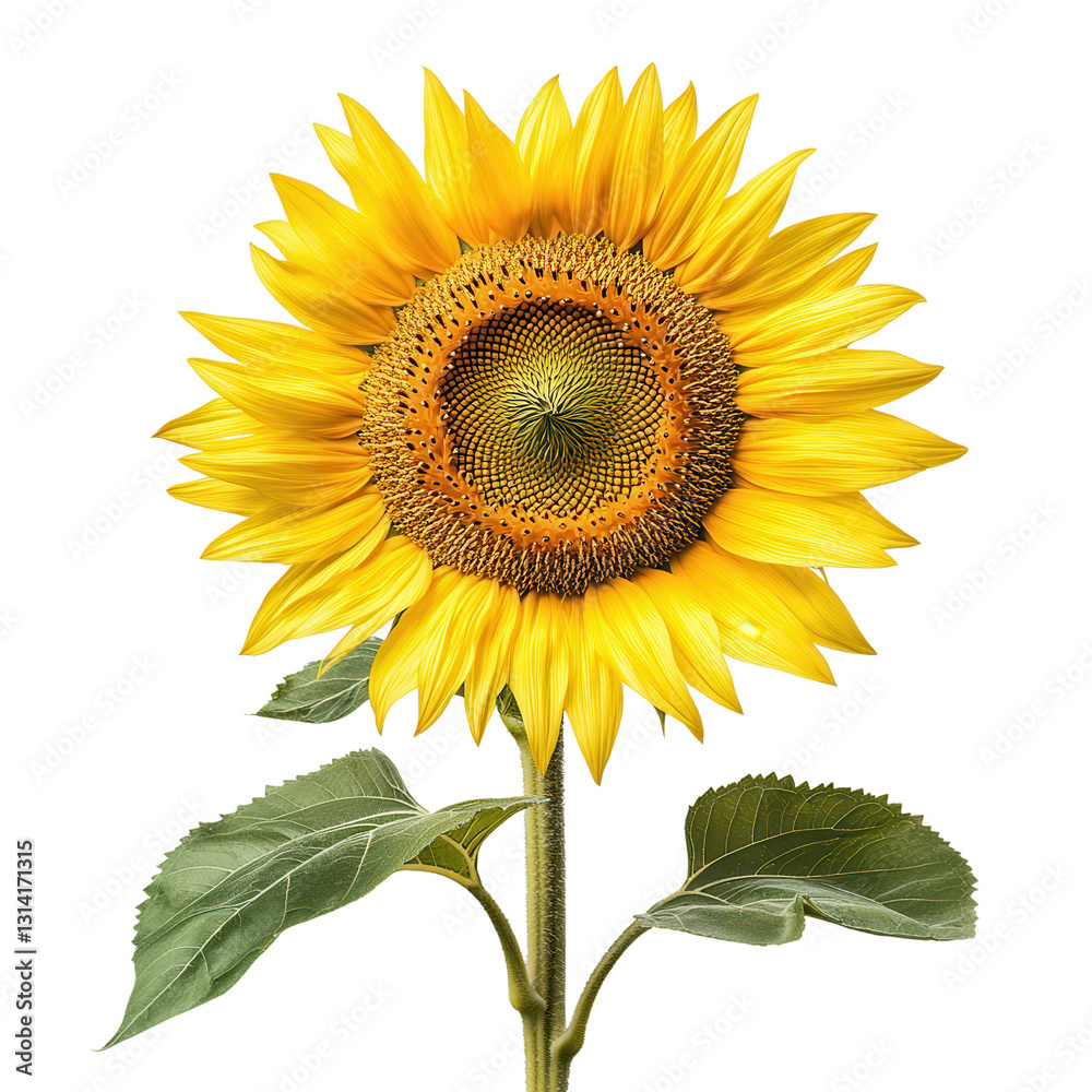 Obraz premium Radiant Sunflower: A close-up shot of a vibrant sunflower, its bright yellow petals reaching outwards, creating a sunny and cheerful image.